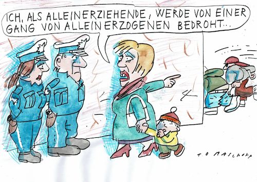 Cartoon: Alleinerziehend (medium) by Jan Tomaschoff tagged erziehung,familie,gewalt,erziehung,familie,gewalt