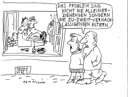 Cartoon: Alleinerzieher (medium) by Jan Tomaschoff tagged alleinerziehende,alleinerziehende,eltern,kinder