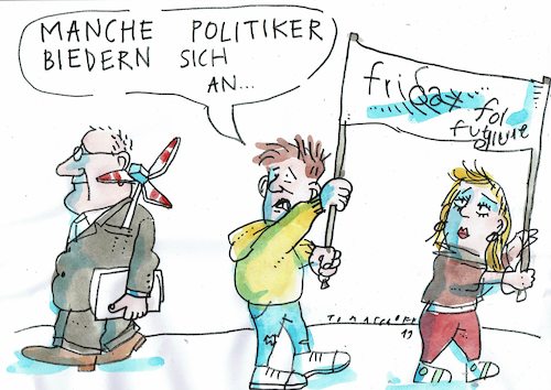 Cartoon: Anbiederung (medium) by Jan Tomaschoff tagged politiker,jugend,umwelt,politiker,jugend,umwelt