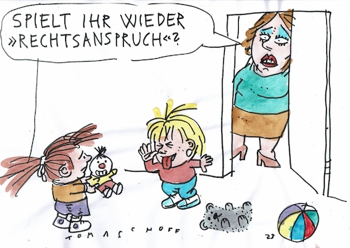 Cartoon: Anspruch (medium) by Jan Tomaschoff tagged kita,betreuung,familie,kind,kita,betreuung,familie,kind