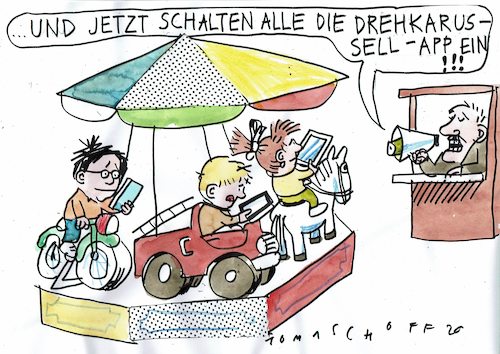 Cartoon: app (medium) by Jan Tomaschoff tagged real,virtuell,handy,real,virtuell,handy