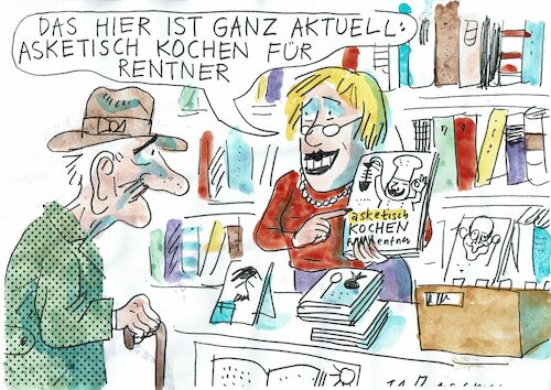 Cartoon: asketisch Kochen (medium) by Jan Tomaschoff tagged rentner,krise,geld,rentner,krise,geld