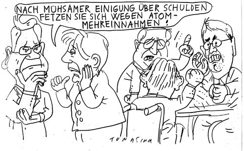 Cartoon: Atomsteuer (medium) by Jan Tomaschoff tagged akw,atomsteuer,schulden