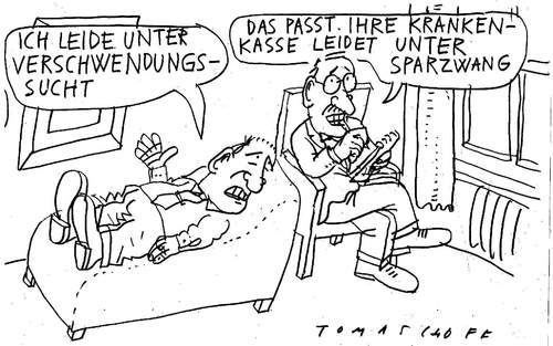 Cartoon: Auf der Couch (medium) by Jan Tomaschoff tagged gesundheitssystem,ärzte,kassen,krankheiten