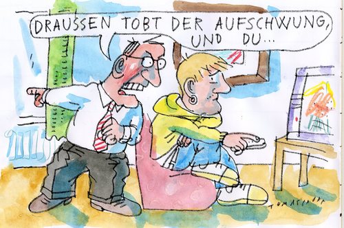 Cartoon: Aufschwung (medium) by Jan Tomaschoff tagged aufschwung,aufschwung,finanzkrise,wirtschafskrise