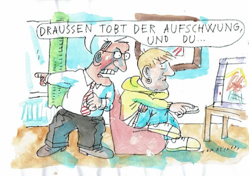 Cartoon: Aufschwung (medium) by Jan Tomaschoff tagged beruf,arbeit,jugend,beruf,arbeit,jugend