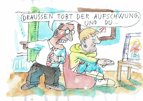 Cartoon: Aufschwung (medium) by Jan Tomaschoff tagged beruf,arbeit,jugend,beruf,arbeit,jugend