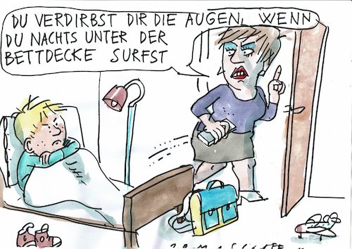 Cartoon: Augen (medium) by Jan Tomaschoff tagged lesen,handy,medien,lesen,handy,medien