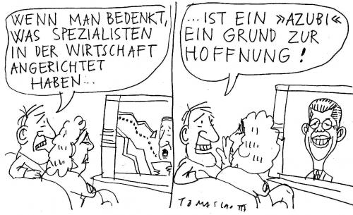 Cartoon: Azubi (medium) by Jan Tomaschoff tagged guttenberg,wirtschaftsminister,wirtschadtskrise,rezession