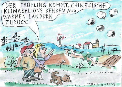 Cartoon: Ballons (medium) by Jan Tomaschoff tagged spionage,china,ballon,spionage,china,ballon