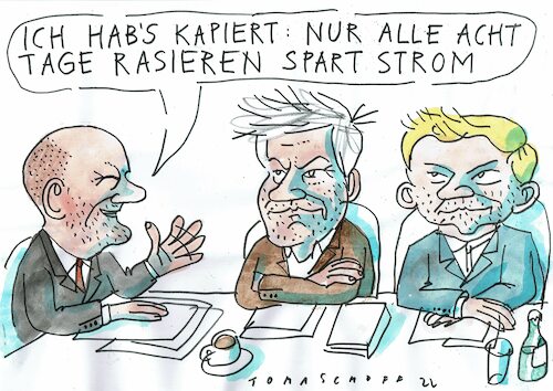Cartoon: Bart (medium) by Jan Tomaschoff tagged scholz,habeck,lindner,bart,energie,scholz,habeck,lindner,bart,energie