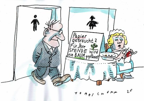 Cartoon: Baumspende (medium) by Jan Tomaschoff tagged baum,papier,holz,baum,papier,holz