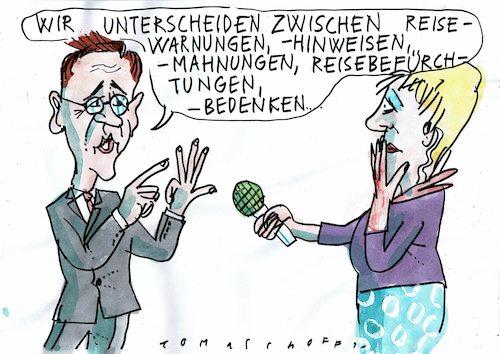 Cartoon: Bedenken (medium) by Jan Tomaschoff tagged corona,reisen,maas,corona,reisen,maas