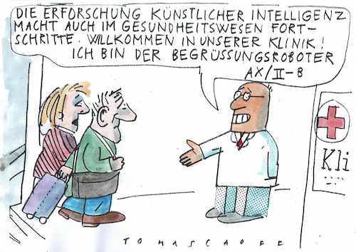 Cartoon: Begrüssungsroboter (medium) by Jan Tomaschoff tagged gesundheit,ärzte,roboter,gesundheit,ärzte,roboter