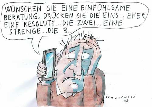 Cartoon: Beratung (medium) by Jan Tomaschoff tagged psyche,beratung,digitalisierung,psyche,beratung,digitalisierung