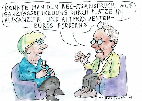 Cartoon: Betreuungsplätze (medium) by Jan Tomaschoff tagged betreuung,kinder,altkanzler,büro,betreuung,kinder,altkanzler,büro