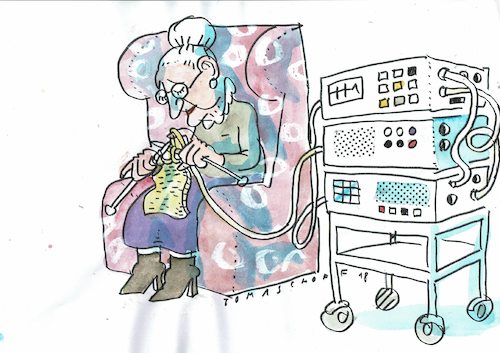 Cartoon: Bewacht (medium) by Jan Tomaschoff tagged alter,gesundheit,alter,gesundheit