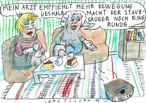 Cartoon: Bewegung (medium) by Jan Tomaschoff tagged gesundheit,bewegung,trägheit,gesundheit,bewegung,trägheit