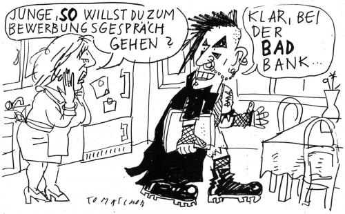 Cartoon: Bewerbung (medium) by Jan Tomaschoff tagged banken,banker,finanzkrise,wirtschaftskrise,crash,rettungspaket,milliardenbürgschaft,rezession,bad,bank,subprime,kredite,ackermann,lehmans,derivatehandel,wetten,faul