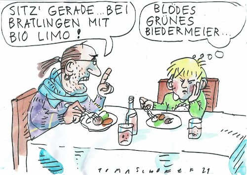 Cartoon: Biedermeier (medium) by Jan Tomaschoff tagged grüne,tradition,grüne,tradition
