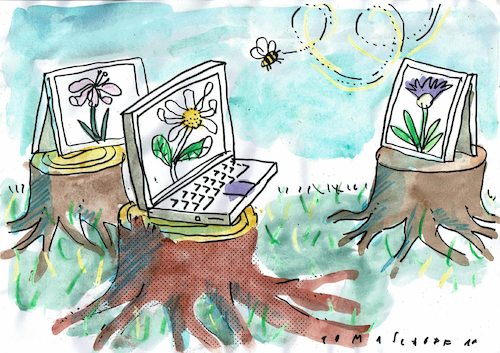 Cartoon: Biene (medium) by Jan Tomaschoff tagged bienen,umwelt,insektensterben,bienen,umwelt,insektensterben