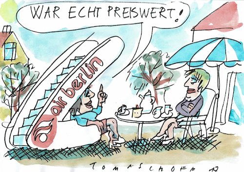 Cartoon: Billig (medium) by Jan Tomaschoff tagged air,berlin,billigflieger,air,berlin,billigflieger