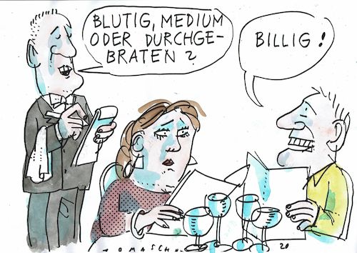 Cartoon: Billigfleisch (medium) by Jan Tomaschoff tagged fleisch,preis,tönnies,fleisch,preis,tönnies
