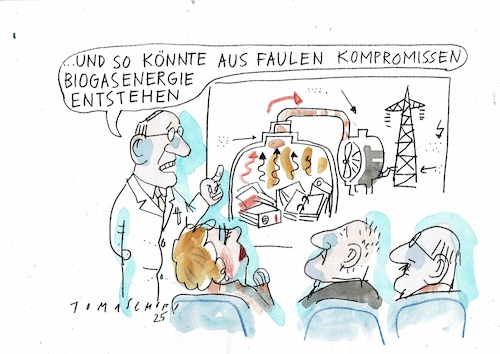 Cartoon: Biogas (medium) by Jan Tomaschoff tagged energie,biogas,politiker,kompromiss,energie,biogas,politiker,kompromiss