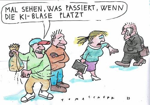 Cartoon: Blase (medium) by Jan Tomaschoff tagged ki,börse,blase,crash,ki,börse,blase,crash