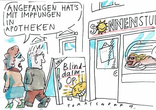 Cartoon: Blinddarm (medium) by Jan Tomaschoff tagged ärztemangel,gesundheit,ärztemangel,gesundheit