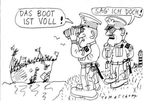 Cartoon: bood (medium) by Jan Tomaschoff tagged immigration,immigration,immigranten,boot