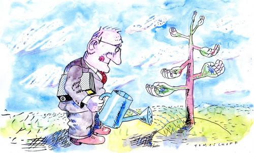 Cartoon: Boom (medium) by Jan Tomaschoff tagged boom,klima,umwelt,natur,bäume,baum,pflanzen,wachsen,wachstum,boom,wirtschaft,gießen