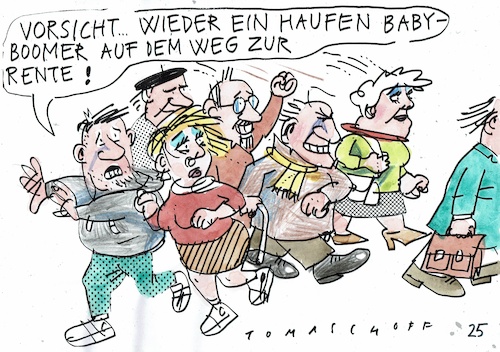 Cartoon: Boomer (medium) by Jan Tomaschoff tagged renten,demografoe,babyboomer,renten,demografoe,babyboomer