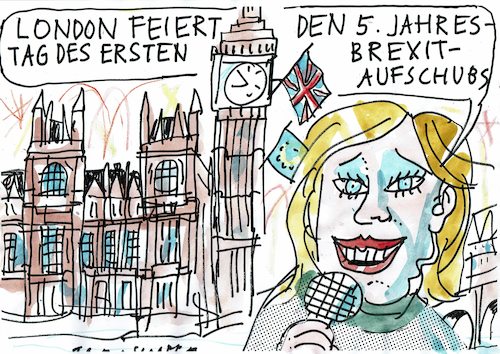 Cartoon: Brexitaufschub (medium) by Jan Tomaschoff tagged eu,grossbritannien,brexit,eu,grossbritannien,brexit