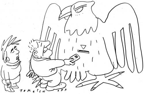 Cartoon: Bürgernähe (medium) by Jan Tomaschoff tagged bürgernähe,adler