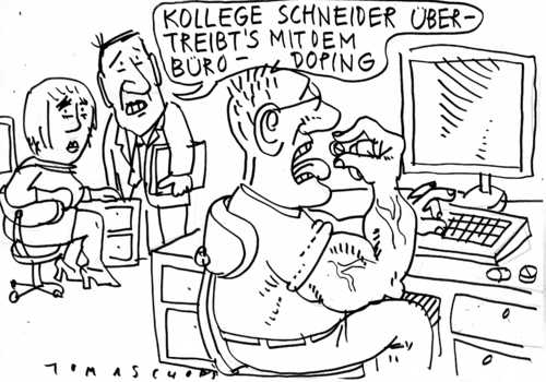 Cartoon: Bürodoping (medium) by Jan Tomaschoff tagged stress,doping,stress,doping