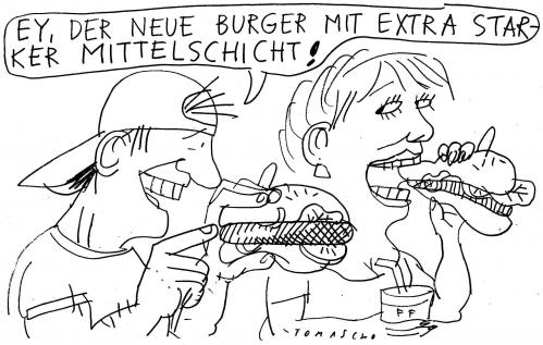 Cartoon: Burger (medium) by Jan Tomaschoff tagged mittelschicht,mittelschicht,1eurojob,agenda 2010,agentur für arbeit,alg ii,arbeitgeber,arbeitnehmer,arbeitsagentur,arbeitslos,arbeitslosengeld,arbeitslosenhilfe,arm,armut,befreiung,betteln,chance,chancen,chancengleichheit,einkommen,eintracht,emanzipation,existenz,existenzminimum,geld,gemeinschaftssinn,gemeinsinn,gerechtigkeit,gerhard schröder,geringfügige beschäftigung,gesundheitsreform,gleichberechtigung,gleichheit,gleichrangigkeit,gleichstellung,hartz,hartz 4,hartz iv,jobcenter,kameradschaft,klassengegensätze,klassengemeinschaft,klassengesellschaft,kluft,konjunktur,konsens,kostenteilung,lebensqualität,mindestlohn,mindestlöhne,minijobs,niedriglöhne,obdachlos,oben,oberschicht,proletariat,reformen,reich,rentenreform,rezession,schere,selektion,solidarität,sozial,soziale diskriminierung,soziale gegensätze,soziale kälte,soziale marktwirtschaft,sozialhilfe,sozialreform,sozialstaat,sozialstandards,sozialsystem,spd,umverteilung,unten,unterschicht,wirtschaftswachstum,zusammenhalt,agenda,2010,agentur,für,arbeit,alg,ii,gerhard,schröder,geringfügige,beschäftigung,iv,soziale,diskriminierung,gegensätze,kälte,marktwirtschaft