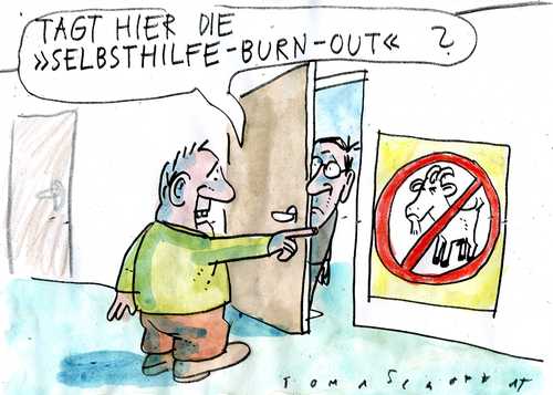 Cartoon: Burn-out-Selbsthilfe (medium) by Jan Tomaschoff tagged burnot,null,bock,burnot,null,bock