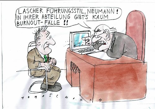 Cartoon: Burnout (medium) by Jan Tomaschoff tagged beruf,stress,burnout,hierarchie,beruf,stress,burnout,hierarchie