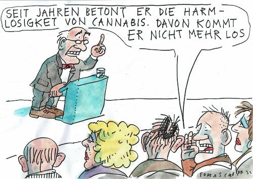 Cartoon: Cannabis (medium) by Jan Tomaschoff tagged cannabis,sucht,abhängigkeit,cannabis,sucht,abhängigkeit