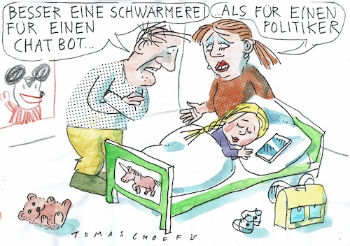 Cartoon: Chatbot (medium) by Jan Tomaschoff tagged kind,handy,internet,gefühle,kind,handy,internet,gefühle