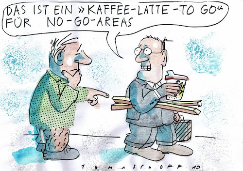 Cartoon: Coffee to no go (medium) by Jan Tomaschoff tagged gewlt,kriminalität,no,go,gewlt,kriminalität,no,go