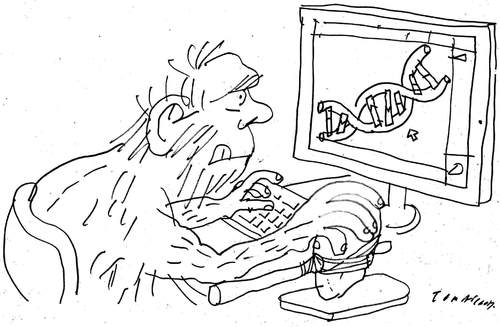 Cartoon: Craig Venter (medium) by Jan Tomaschoff tagged craig,venter,dna,dns,künstliches,leben,computer,technik,dna,technologie,biologie,evolution,künstliches leben,dns,craig venter,affe,primate,künstliches,leben,craig,venter,wissenschaft,forschung