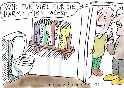 Cartoon: Darm und Hirn (medium) by Jan Tomaschoff tagged darm,mikrobiom,hirn,nervensystem,darm,mikrobiom,hirn,nervensystem