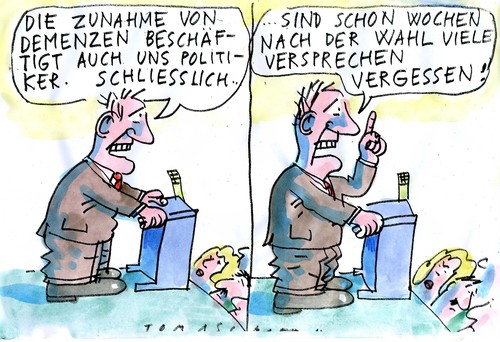 Cartoon: Demenz (medium) by Jan Tomaschoff tagged wahlversprechen,demenz,wahlversprechen,demenz