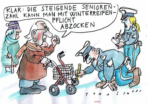 Cartoon: Demografie (medium) by Jan Tomaschoff tagged alter,demografie,senioren,alter,demografie,senioren