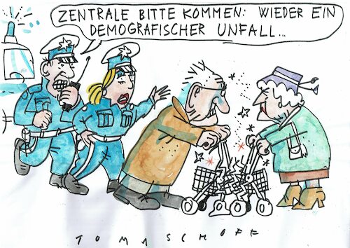 Cartoon: Demografie (medium) by Jan Tomaschoff tagged rente,demografie,alter,rente,demografie,alter
