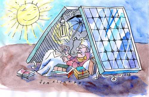Cartoon: Der arme Poet (medium) by Jan Tomaschoff tagged klimagipfel,kopenhagen,erderwärmung,klimawandel,erneuerbare,energie,solarstrom