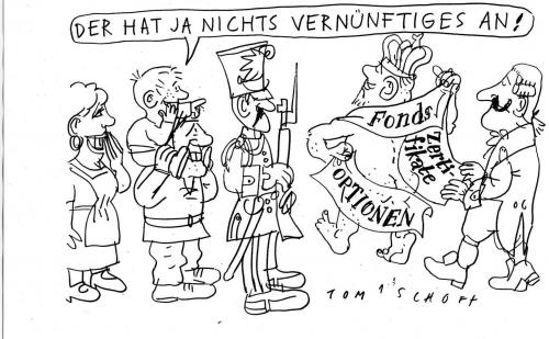 Cartoon: Des Kaisers neue Kleider (medium) by Jan Tomaschoff tagged fonds,zertifikate,optionen