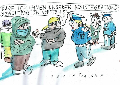 Cartoon: Desintegration (medium) by Jan Tomaschoff tagged integration,desintegration,parallelgesellschaft,migration,integration,desintegration,parallelgesellschaft,migration